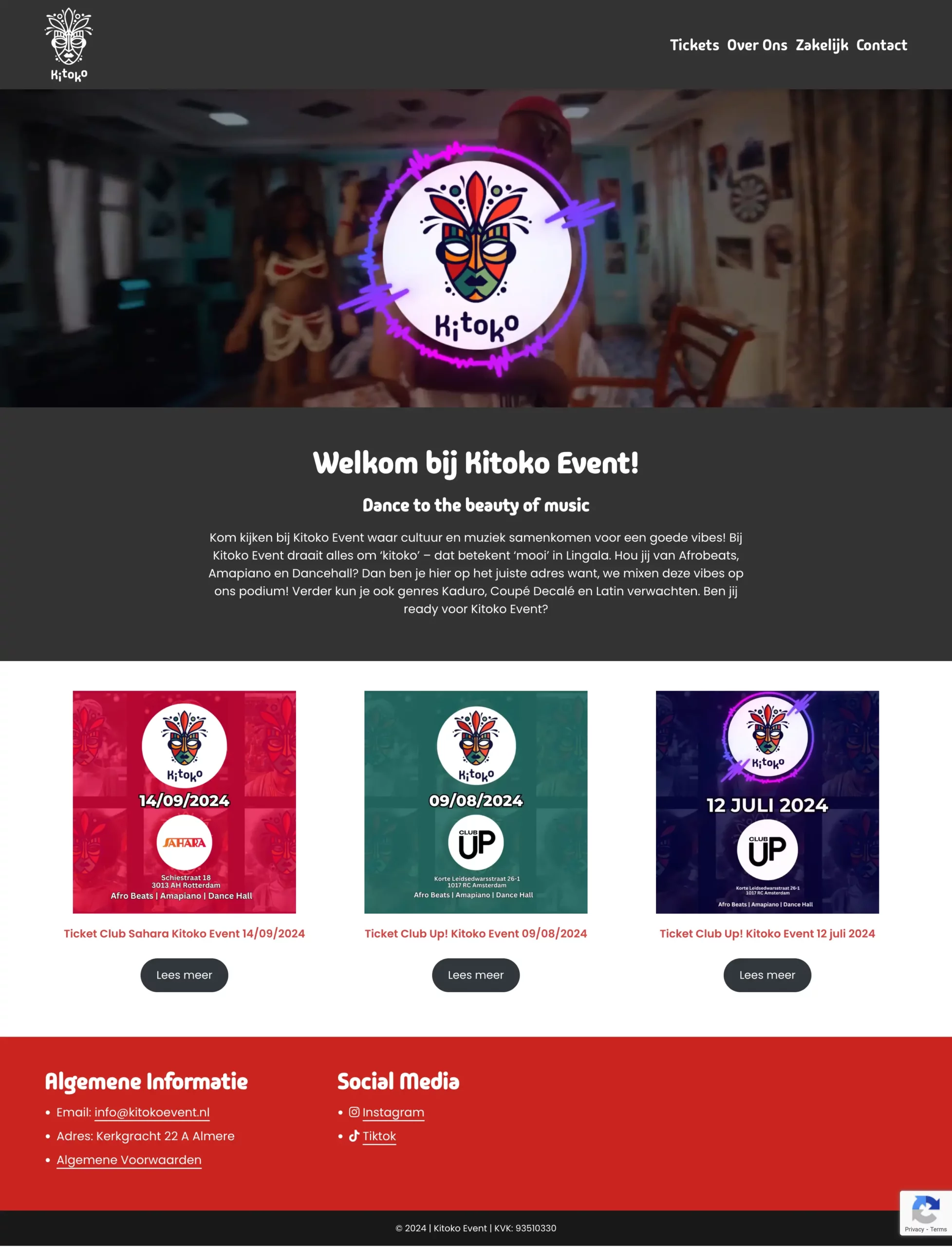 desktop website Kitoko Event