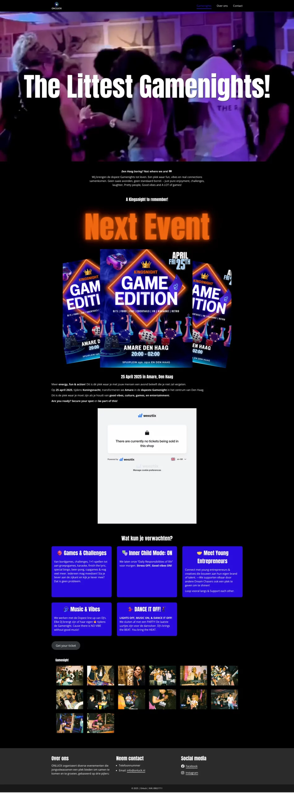 desktop website Onluck Events